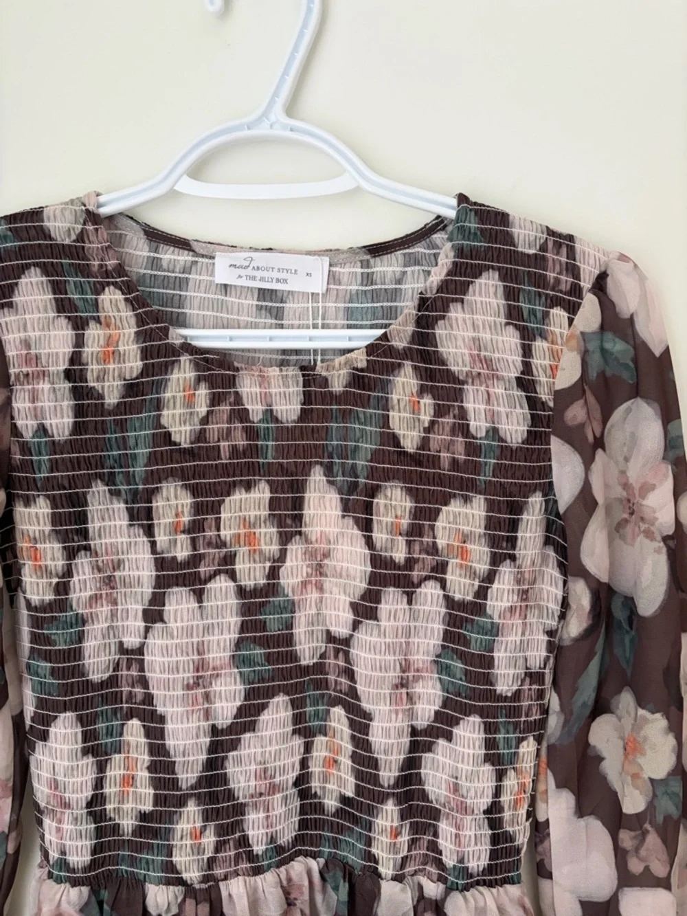 Madaboutstyle Jilly Box Smocked Floral Long-Sleeve Midi Dress in Vintage Floral - Picture 3 of 6